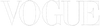 White 'VOGUE' logo on a light gray background